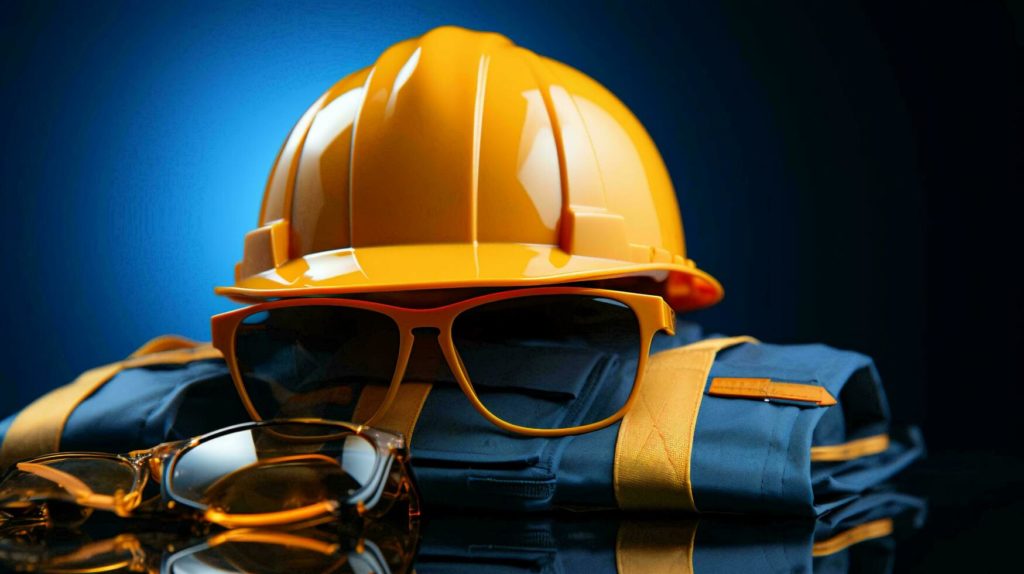 ai-generated-work-uniform-a-set-of-worker-s-clothing-with-a-protective-orange-helmet-and-vest-folded-in-a-stack-free-photo